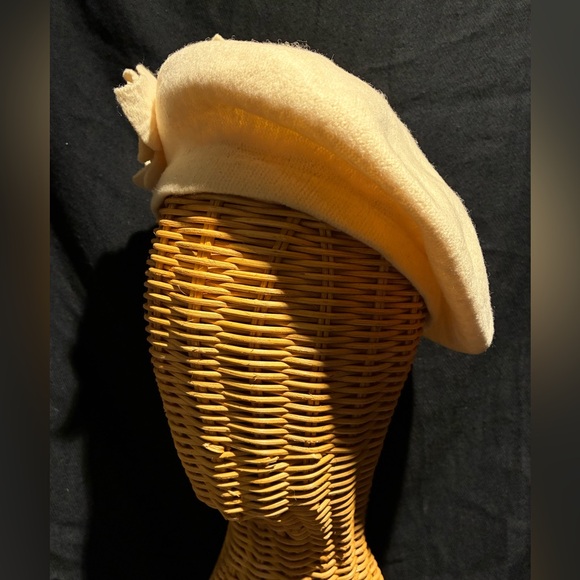 Betmar Beret, Cream/Ivory, Wool w/Floral Fabric Accents - Picture 4 of 7